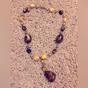 Beautiful Earth-tone Gem Necklace with Tear Drop Style